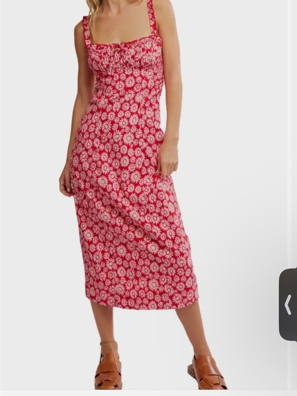 Free People Women;S Lucinda Midi Red Dress In Tomato Daisy Size Xs